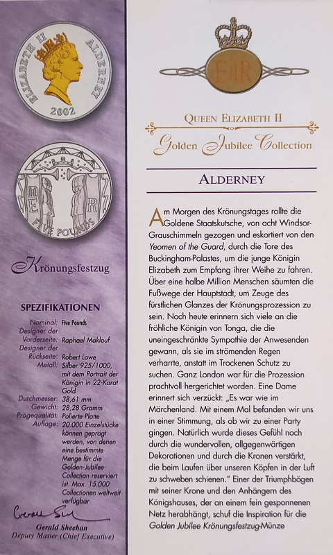 Alderney Elizabeth 50 univ 5 pounds 20021 sertif 1