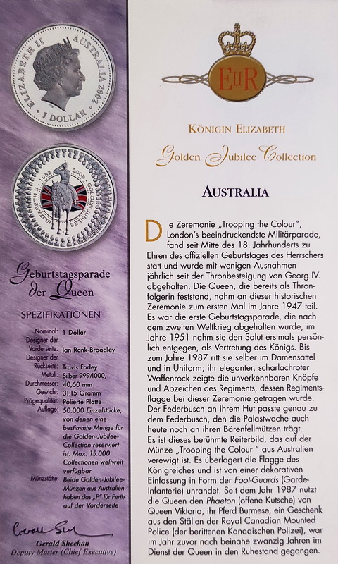 Australia 1dol 2002 Elizabeth 50 univers sertificat 1