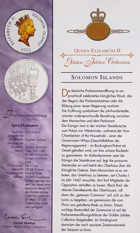 Solomon Island Elizabeth 50 univer 5 dollars 20022 sertif 1