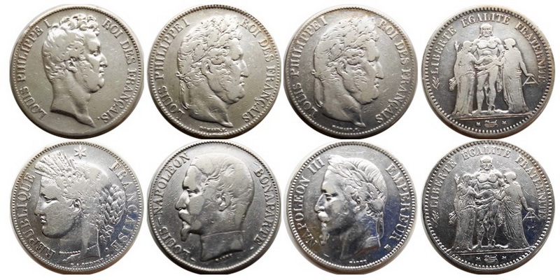 France 5francs set 1831 1875